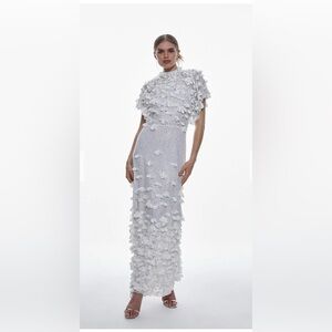 Karen Millen Crystal Applique Angel Sleeve Woven Midaxi Dress